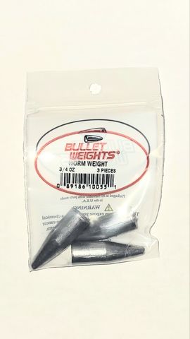 3/4 OZ BULLET WORM WEIGHTS 3PK   12PK/BX