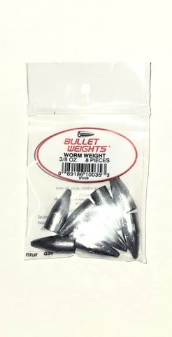 3/8 OZ BULLET WORM WEIGHTS 8PK   12PK/BX