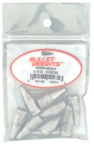3/8 OZ BULLET WORM WEIGHTS 8PK   12PK/BX