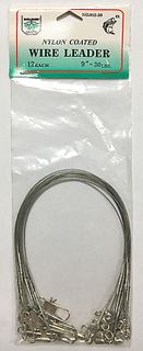 9" NYLON WIRE COATED WIRE LEADER 30LB 12PK