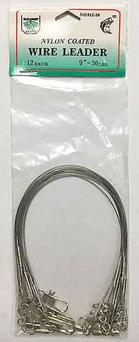 9" NYLON WIRE COATED WIRE LEADER 30LB 12PK