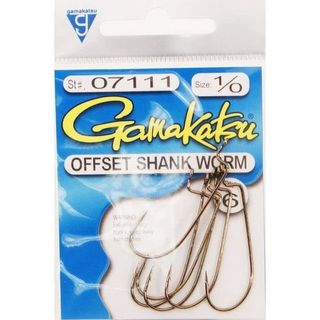 1/0 OFFSET SHANK WORM HOOK 6PK