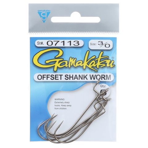 3/0 OFFSET SHANK WORM HOOK 5PK