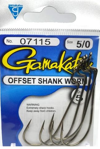 5/0 OFFSET SHANK WORM HOOK 5PK