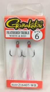 #6 RED TREBLE FEATHER WHT/RED 2PK