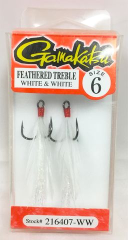 #6 RED TREBLE FEATHER WHT/WHT 2PK