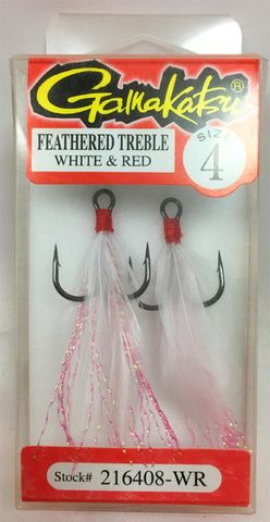 #4 RED TREBLE FEATHER WHT/RED 2PK