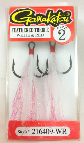 #2 RED TREBLE FEATHER WHT/RED 2PK