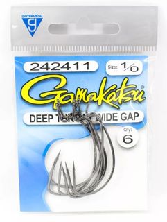 1/0 DEEP THROAT WIDE GAP HOOK 6PK