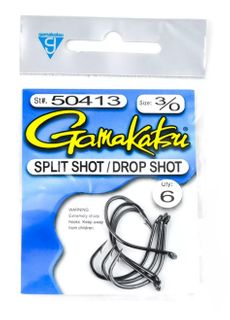 3/0 SPLIT/DROP SHOT HOOK  BLACK 6PK