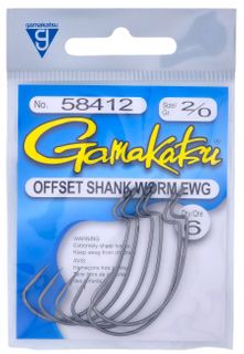 2/0 EWG OFFSET SHANK WORM HOOK 6PK