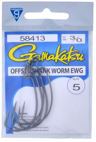 3/0 EWG OFFSET SHANK WORM HOOK 5PK