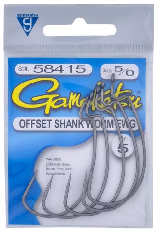 5/0 EWG OFFSET SHANK WORM HOOK 5PK