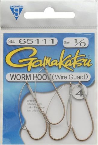 1/0 WORM HOOK WIRE GUARD 4PK