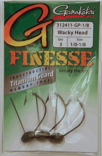 1/8 OZ FINESSE WACKY JIGHEAD GREEN PUMP 1/0 3PK