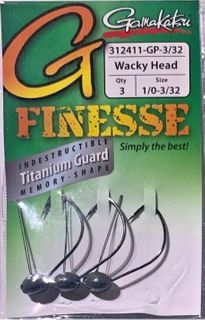 3/32 OZ FINESSE WACKY JIGHEAD GREEN PUMP 1/0 3PK