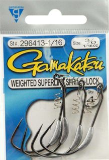 3/0 SUPERLINE SPRING-LOCK 1/16 OZ WEIGHTED HOOK 4PK