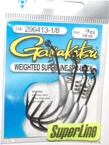 3/0 SUPERLINE SPRING-LOCK 1/8 OZ WEIGHTED HOOK 4PK