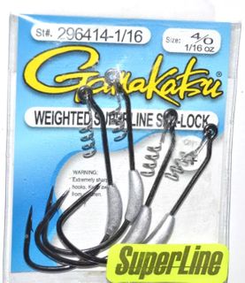 4/0 SUPERLINE SPRING-LOCK 1/16 OZ WEIGHTED HOOK 4PK