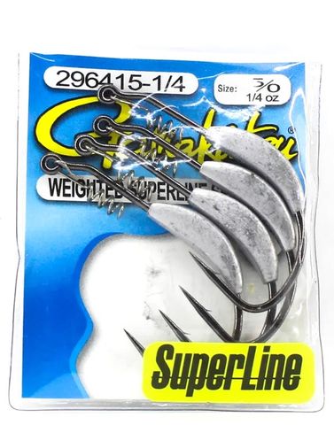 5/0 SUPERLINE SPRING-LOCK 1/4 OZ WEIGHTED HOOK 4PK