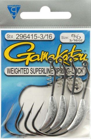 5/0 SUPERLINE SPRING-LOCK 3/16 OZ WEIGHTED HOOK 4PK