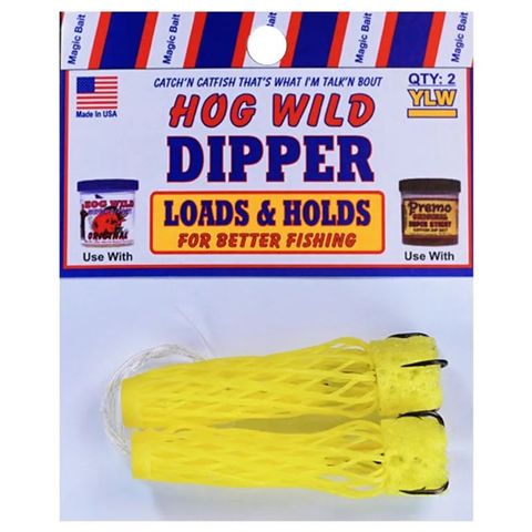 #4 BAIT DIPPER TREBLE HOOK YELLOW  HOG WILD 2PK