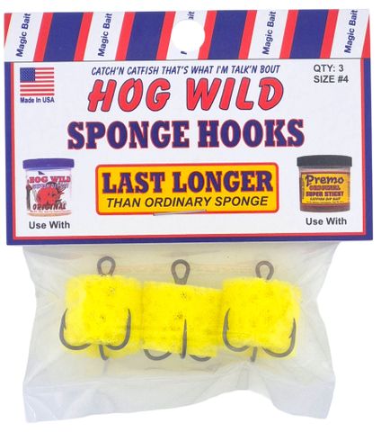 #4 SPONGE TREBLE HOOK HOG WILD MAGIC BAIT 3PK