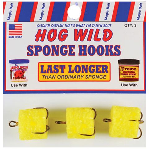 #4 SPONGE TREBLE HOOK HOG WILD MAGIC BAIT 3PK