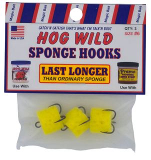 #6 SPONGE TREBLE HOOK HOG WILD MAGIC BAIT 3PK