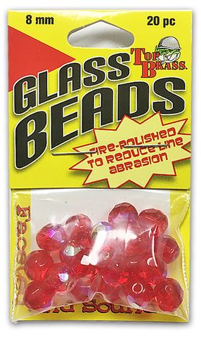 8MM GLASS BEADS RED 20PK