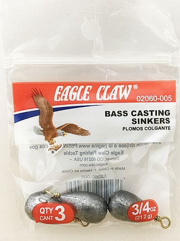 3/4 OZ BASS CASTING SINKERS #5 3PK   12PK/BX