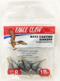 1/8 OZ BASS CASTING SINKERS #10 8PK   12PK/BX