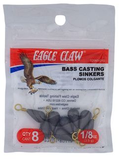 1/8 OZ BASS CASTING SINKERS #10 8PK   12PK/BX