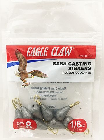 1/8 OZ BASS CASTING SINKERS #10 8PK   12PK/BX