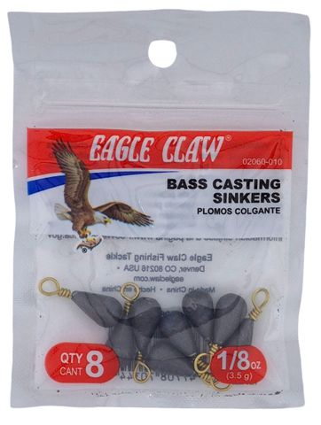1/8 OZ BASS CASTING SINKERS #10 8PK   12PK/BX