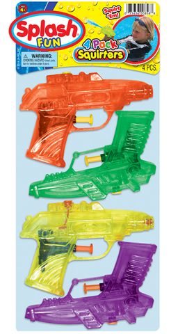 SPLASH FUN SQUIRTERS WATER GUN 4PK AGES: 4+