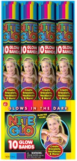 NITE GLO- GLOW BANDS 10PK AGES: 5+