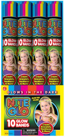 NITE GLO- GLOW BANDS 10PK AGES: 5+