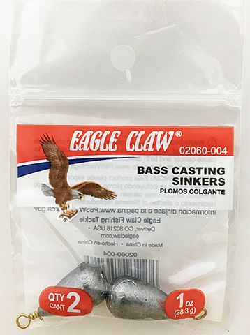 1 OZ BASS CASTING SINKERS #4 2PK   12PK/BX