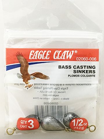 1/2 OZ BASS CASTING SINKERS #6 3PK   12PK/BX