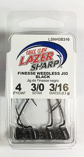 3/16 OZ FINESSE WEEDLESS JIGHEAD BLACK 3/0 4PK