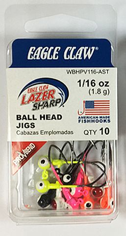 1/16 OZ PRO-V BALL HEAD JIGS ASST. 10PK