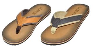 MEN'S BROWN LEATHER LOOK FLIP-FLOPS ASST. 8-14