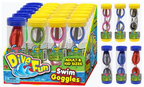 24 PC KIDS/ ADULTS SWIM GOGGLES DISPLAY AGES: 3+