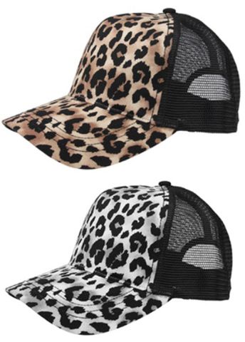 LEOPARD PRINT TRUCKER CAP ASST.