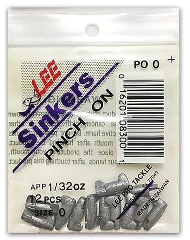 1/32 OZ LEE PINCH-ON SINKERS 12PK    12PK/BX