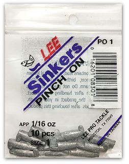 1/16 OZ LEE PINCH-ON SINKERS 10PK   12PK/BX