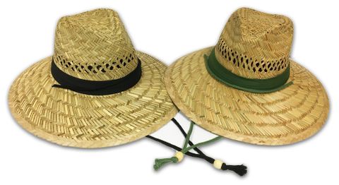 LIGHTWEIGHT WIDE BRIM STRAW HAT GREEN/BLACK BAND