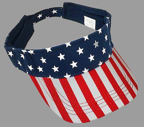 ADULT SIZE FLAG VISORS RED, WHITE, & BLUE | Bishop Distributing, Inc.