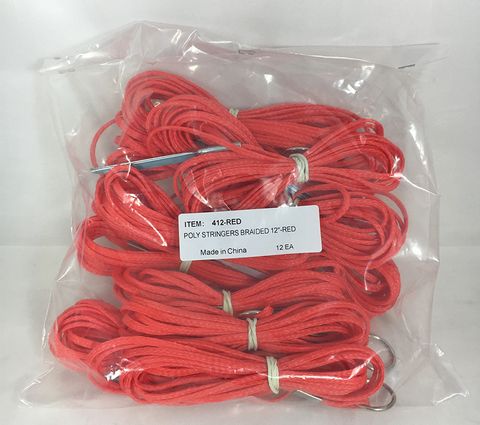 12' RED BRAIDED POLY STRINGER 12PK